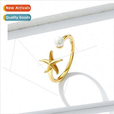 Pearl starfish ring women minimalist niche cold wind gold co