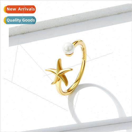 Pearl starfish ring women minimalist niche cold wind gold co
