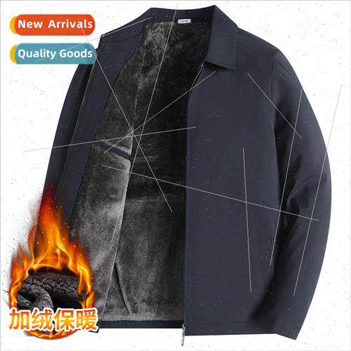 Dad fall winter jacket business casual lapel middle-aged eld