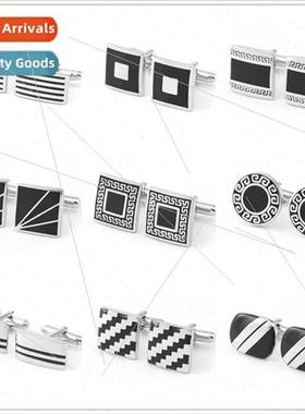 High-grade brass black enamel drip cufflinks business banque
