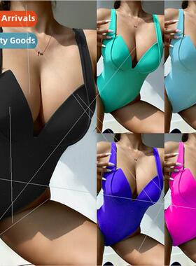 2022Europe new one-piece swimsu sexy hard cup bikini swimsu