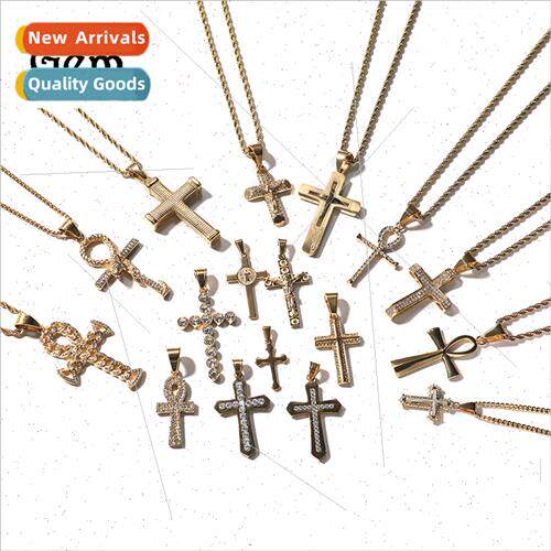 Hip Hop Necklace Pendant Stainless Steel Plating Cross Penda