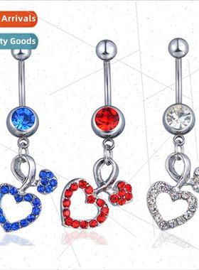 New piercing jewelry Europe diamond heart-shaped belly butto