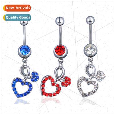 New piercing jewelry Europe diamond heart-shaped belly butto