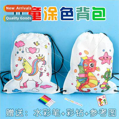 Children graffi canvas backpack diy painting canvas bag blan