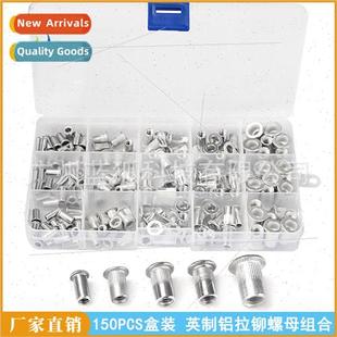Head Vertical Nut Boxed Set Cap Flat Pulled 150pcs Threaded