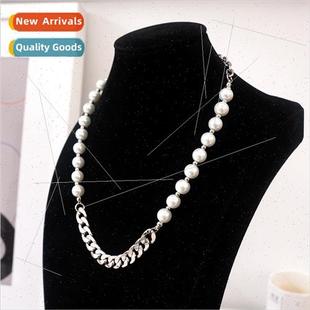 hop pearl tanium steel fashion hip necklace ins patchwork