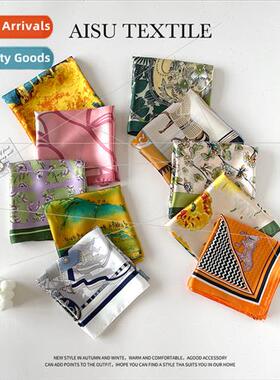 2024 spring new small silk scarf simulation silk square scar