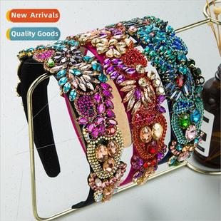baroque retro colorful Hair diamonds new glass flowers bands