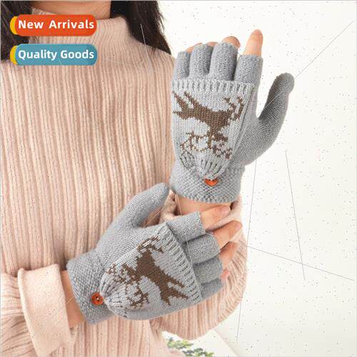 Soft girl gloves female adult autumn winter Japanese open fi