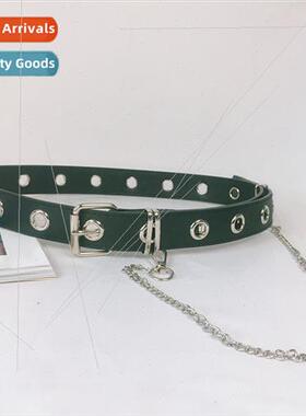 2019 New Hip Hop Belt Men Women Belts Multi Hole Chain Belt