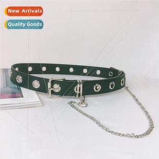 2019 New Hip Hop Belt Men Women Belts Multi Hole Chain Belt