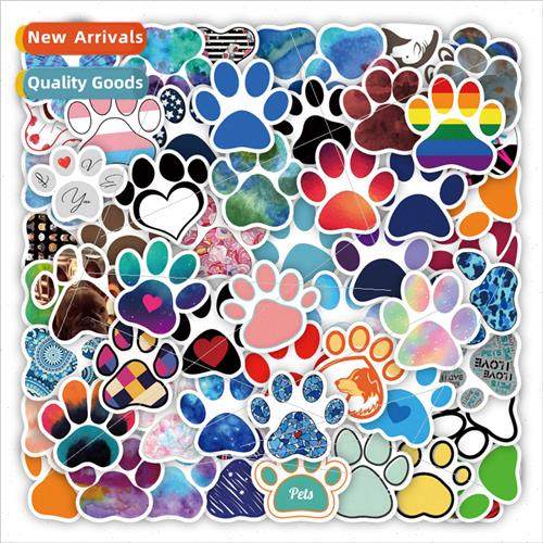 50 new colorful cute dog paw stickers decorative luggage gua
