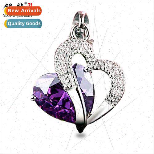 Heart to Heart Pendant Purple Heart Shaped Necklace 925 lver