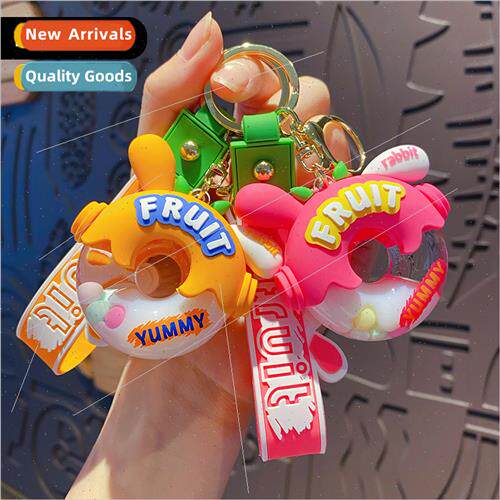 Cartoon rabbit into the oil donut keychain pendant 适用 boys