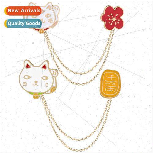 Europe new brooch lively cute tune cat peach cat meow star l
