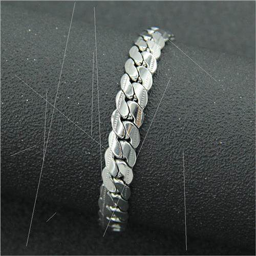 Europe simple glossy tanium steel Cuban chain bracelet ins c
