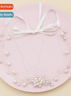 Europe new pearl hair accessories handmade rhinestone braide