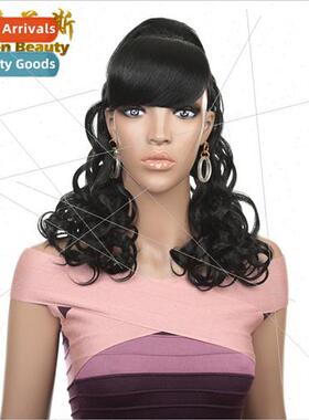 High temperature silk long curly hairdraw string ponytailone