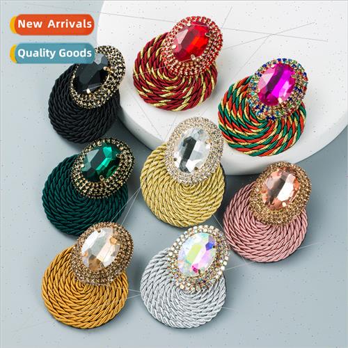 Europe colored diamonds personalized oval glass diamond earr