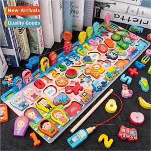 Wooden children educational logarhmic board fishing traffic