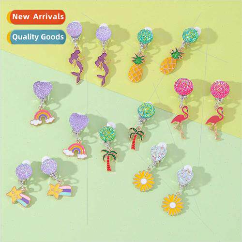 Children whout ear holes ear clips mermaid coconut flamingo
