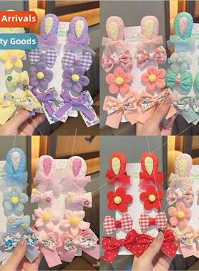 Bow hair clips fabric embroidery flowers hairpin girls bangs