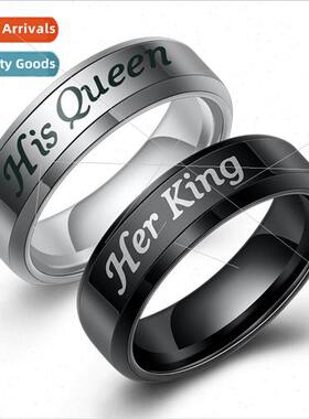 Europe Ins new Her King His Queen fashion couple ring stainl