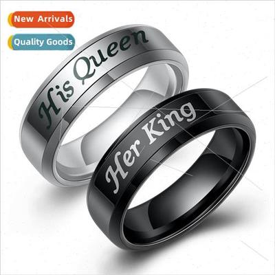 Europe Ins new Her King His Queen fashion couple ring stainl