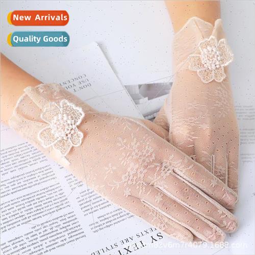Spring summer sunscreen gloves female ice silk thin outdoor