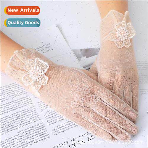 Spring summer sunscreen gloves female ice silk thin outdoor