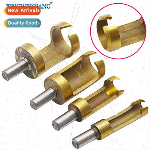 Four-piece Sleeve Titanium Plated Wood Plug Drill Bit Gold C