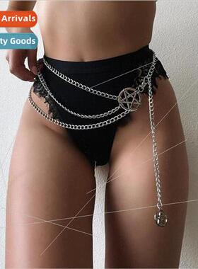 MW3086 Europe waist chain alloy ring embedded hollow pentagr