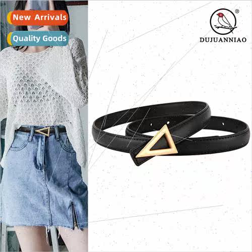 Belt female alloy triangle pin buckle leather leather thin b