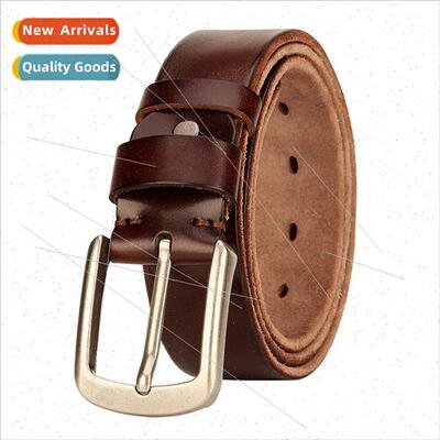 Men leather belt Italian pants belt washed retro casual cowh