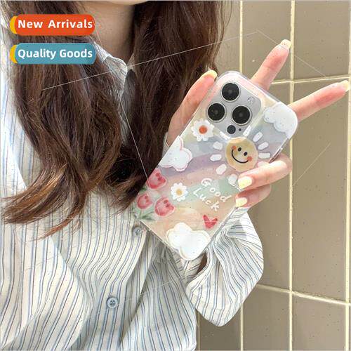 Niche ins graffiti rainbow flowers 适用 Apple 15 phone case