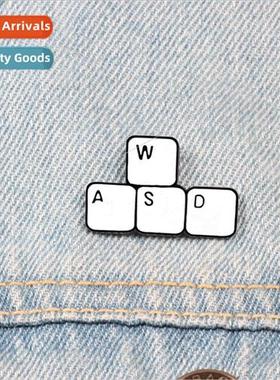 Jewelry Keyboard Computer Alphabet Grid Enamel Pin Fun Denim