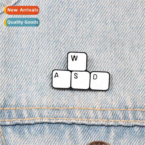 Jewelry Keyboard Computer Alphabet Grid Enamel Pin Fun Denim