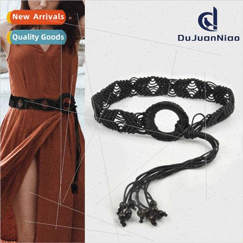 Ethnic waist seal waxed rope braided belt retro skirt decora