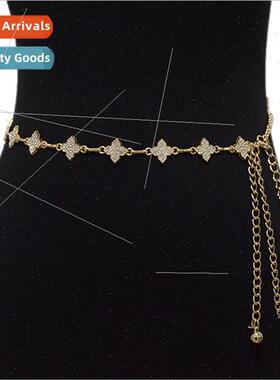 Summer new ladies belt fashion casual rhinestone inlaid diam