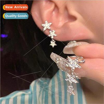 Star tassel diamonds whout ear holes ear clips female summer