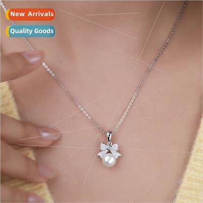 Natural bow S925 silver necklace women collarbone chain neck