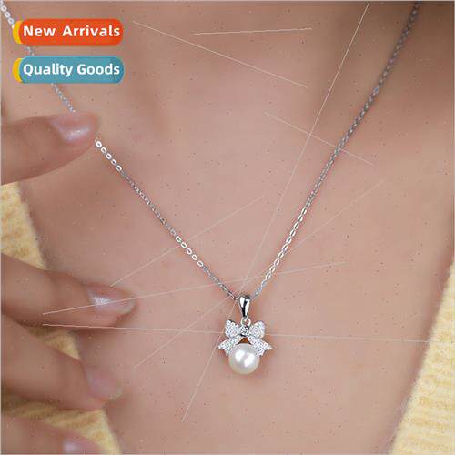 Natural bow S925 silver necklace women collarbone chain neck
