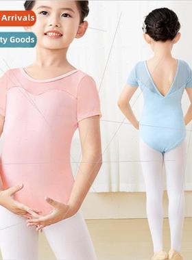 Dancewear childrens female short-sleeved girls ballet practi