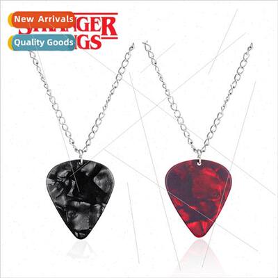 Stranger Things  4 Eddie Guitar Plectrum Necklace Heart Ruby