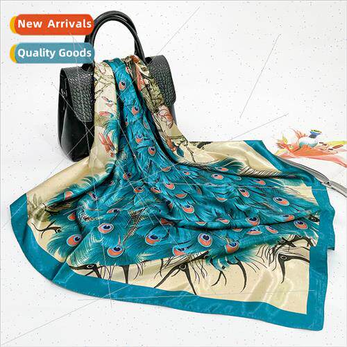 Sateen simulation silk square scarf spring autumn winter pea