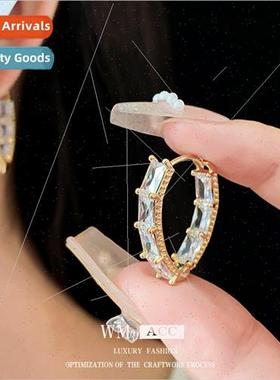 zirconia V-shaped l hollow earrings buckle wh earrings simpl