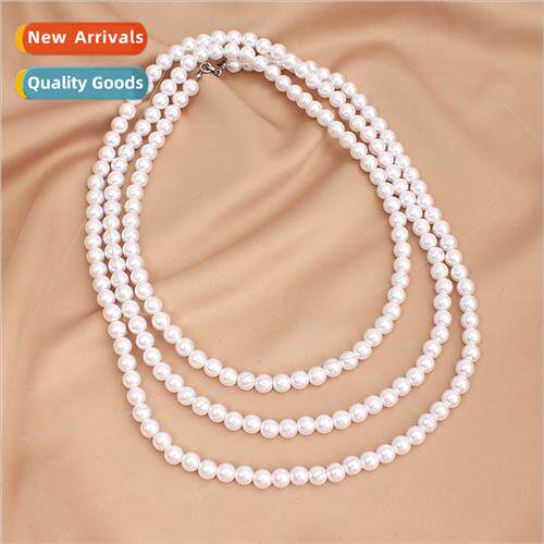 Europe summer new 150CM long imation pearl stacked three lay