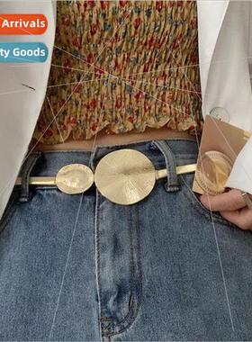 Fashion versatile ruffles metal spring belt dresses sub shir