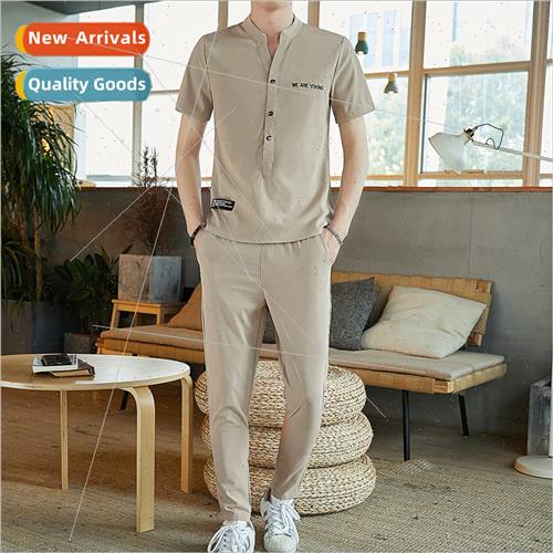 Men casual su 2022 summer new short-sleeved T-shirt nine pan